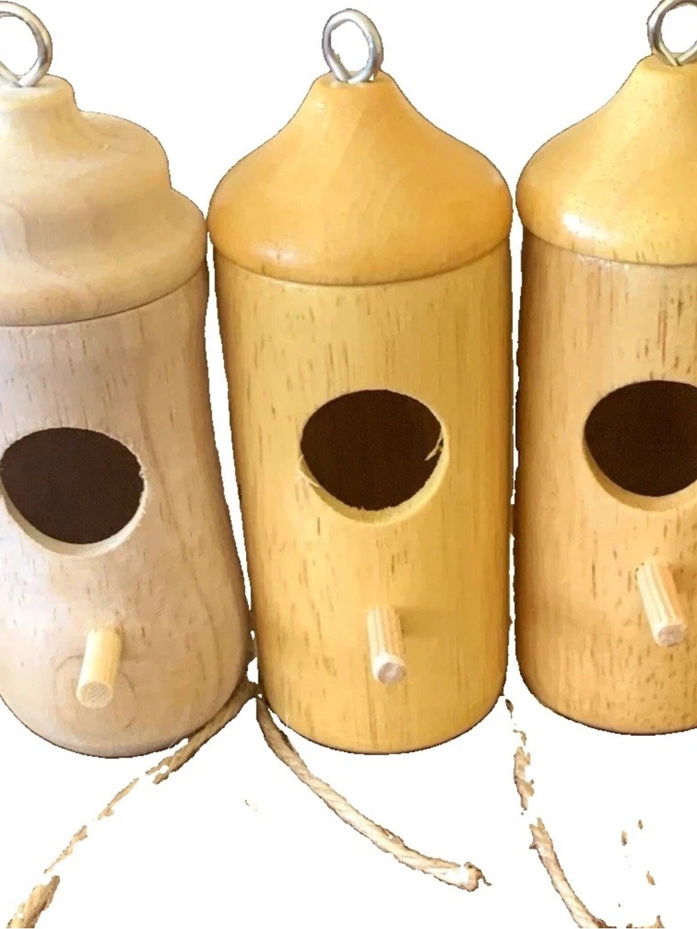 Natural Wooden Hanging Bird Nest Box - Light Tan